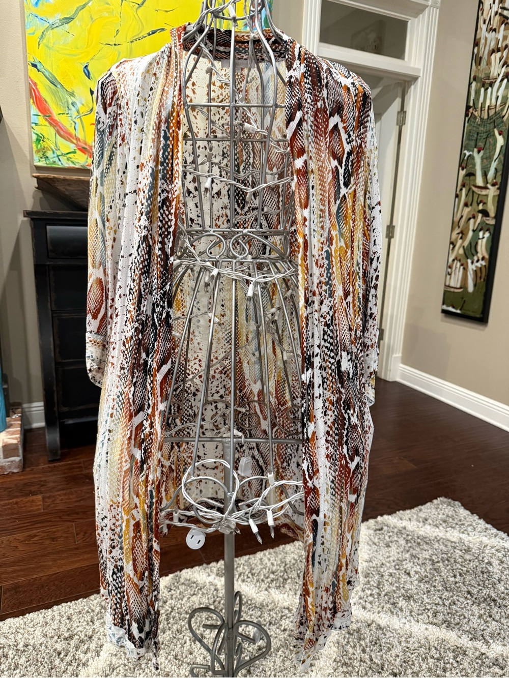 Olivaceous Snake Print Kimono Duster – Size Medium 🐍🤎